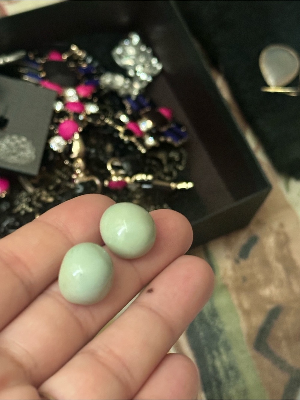 Mint Green Dome Stud Earrings - Women Jewelry